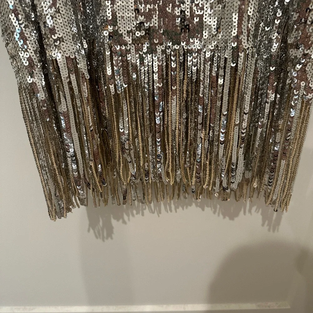 ROTATE Birger Christensen Sliver Sequin Wrap Minidress US 8 - Picture 6 of 13